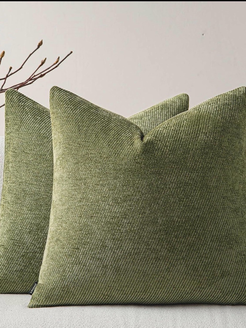 A Moment Chenille Throw Pillow Covers Set of 2 Sage Green Textured Decor